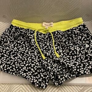 Rewind Black White Green Running Shorts